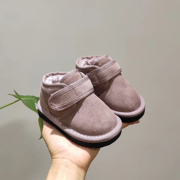 CCTWINS/детская обувь; коллекция года; Сезон Зима; модные детские зимние сапоги из натуральной кожи; мягкая теплая обувь для девочек; черные короткие сапоги; SNB048 - Цвет: Розовый