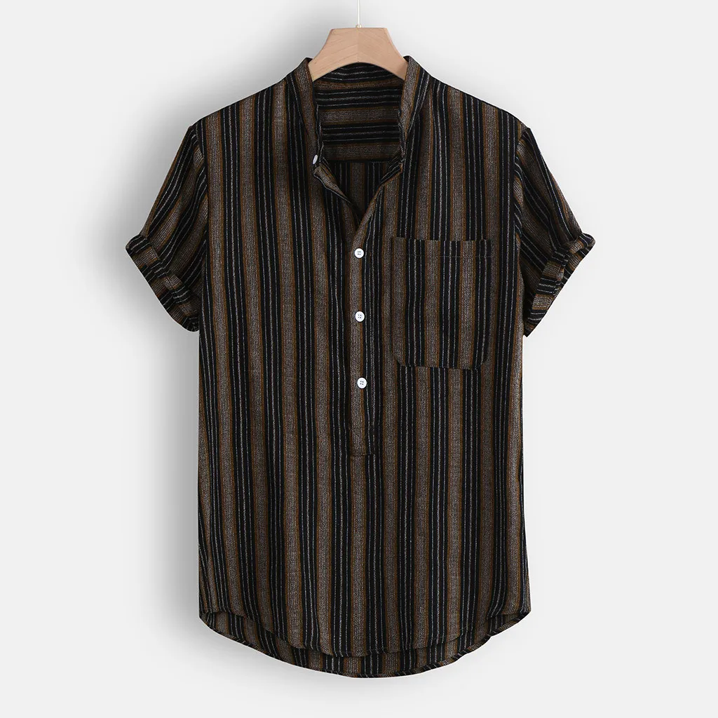 Men's Summer Shirt Blouse Top Fashion Casual Button Hawaii Striped Print Beach Short Sleeve Shirt Beach Blouse Camisa Femenina Men's Summer Shirt Blouse Top Fashion Casual Button Hawaii Striped Print Beach Short Sleeve Shirt Beach Blouse Camisa Femenina