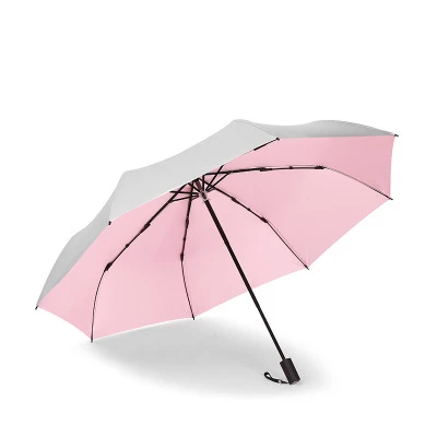 pink Титановое серебряное покрытие защита от ультрафиолета, от солнца зонтик дождь Женский анти складной зонтик, УФ Защита для мужчин зонтик Женский Принцесса зонтик - Цвет: pink