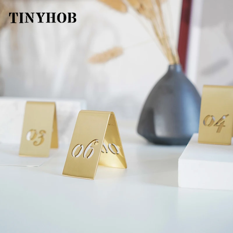 

Brass Hollow Restaurant Desktop Number Digital Restaurant Card Table Plate Golden Sign Plate Hotel Shop Office Home Table Number