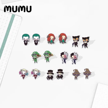 

2020 New Harley Quinn Stud Earring Cute Cartoon Roles Acrylic Earrings Resin Shrinky dinks Epoxy Handmade Jewelry