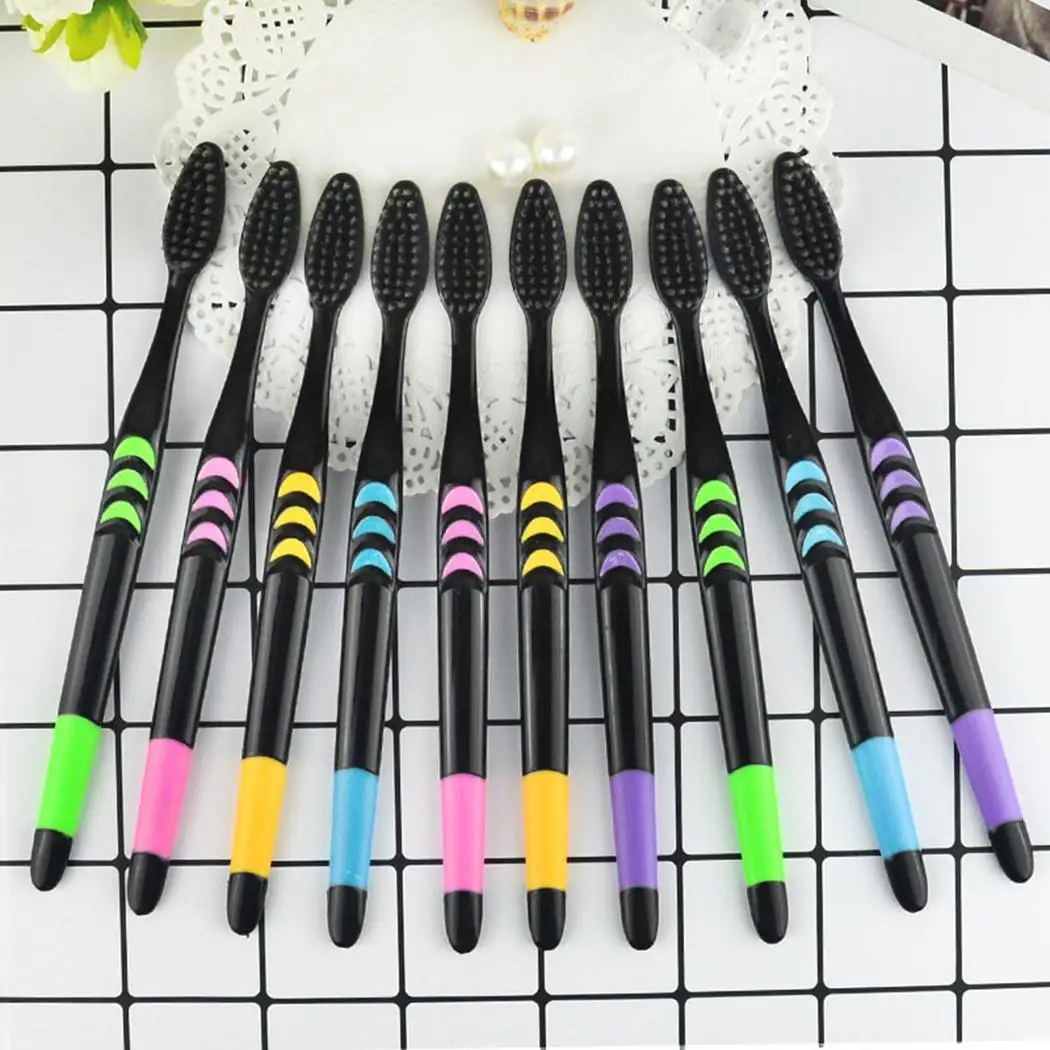 Soft Bristle Bamboo Charcoal Toothbrush Tooth Brush Dental Care Teeth Multicolor