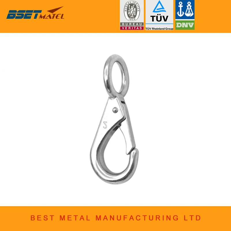 

BSET MATEL Marine Grade 316 Rigid Loaded Fixed Eye Spring Clip Snap Hook Carabiner Marine Hardware Accessories for Boats Sailing