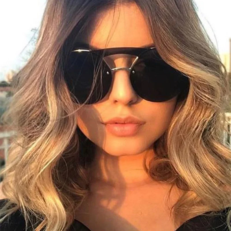 

female sunglasses Retro Vintage Round Rimless sunglasses woman Brand Designer Pink mirror women's glasses 2019 Fashion Eyewear