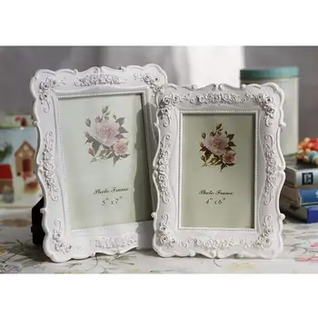 

New 6/7/8/10 inch Wedding Photo Frames for Desktop Pastoral Style White Frame for Family Picture Rose Carved Picture Frame