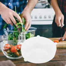 6 шт. силиконовая обертка для еды постельное белье многоразовые вакуумные Экологичные гибкие эластичные растяжки фрукты крышка для емкостей кухонный инструмент