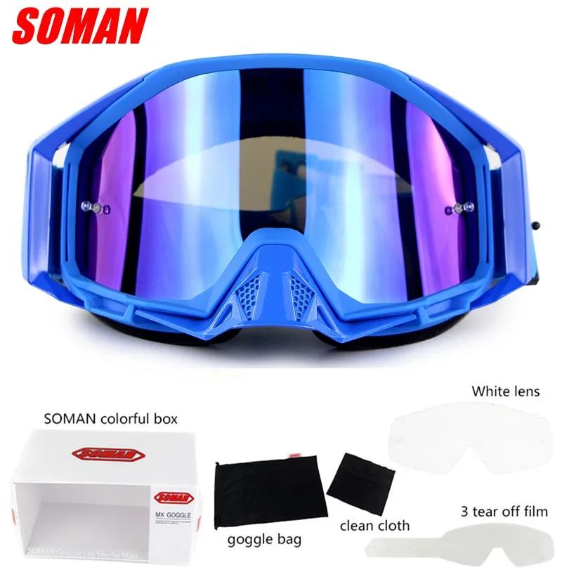 Очки для мотокросса по пересеченной местности Gafas Mx Lunette Flamme Atv Googles Dirt Bike Occhiali Moto Lunette Ski Antiparras очки для квадроцикла - Цвет: Blue