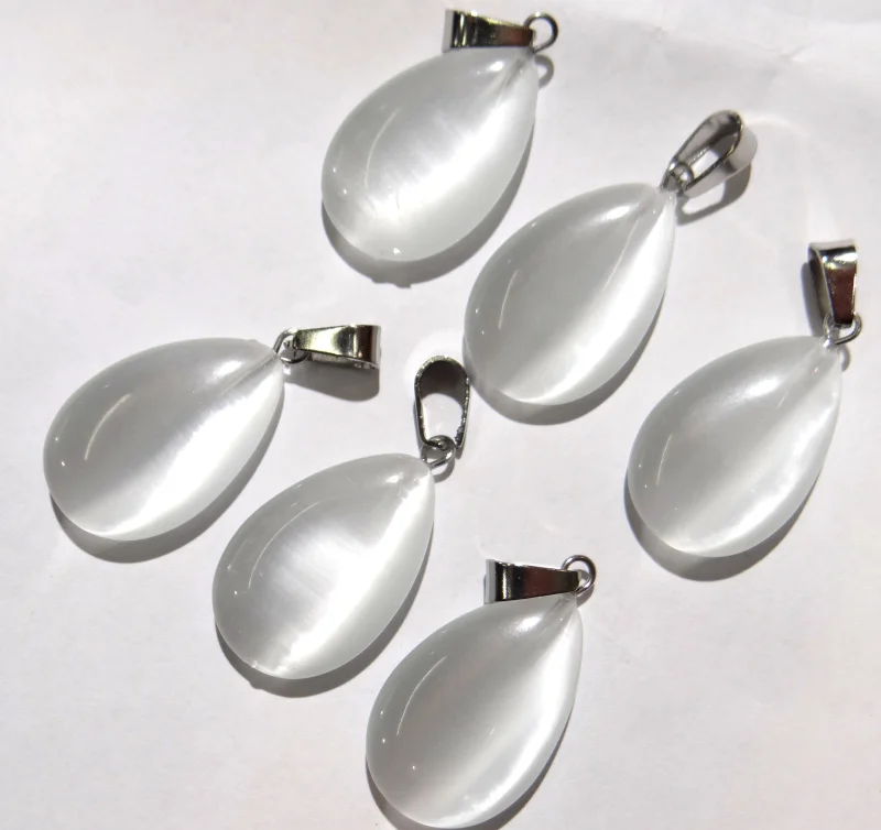 Natural stone Teardrop aventurine Quartz Crystal tiger eye Cat eyes pendants for diy jewelry making necklace Accessories12pcs