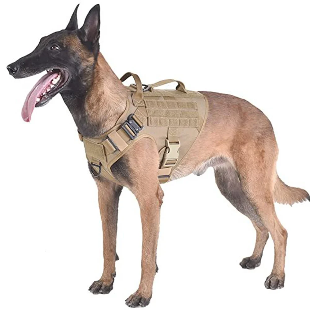 Tactical Dog Harness And Leash Set Metal Buckle Big Vest K9 German ...