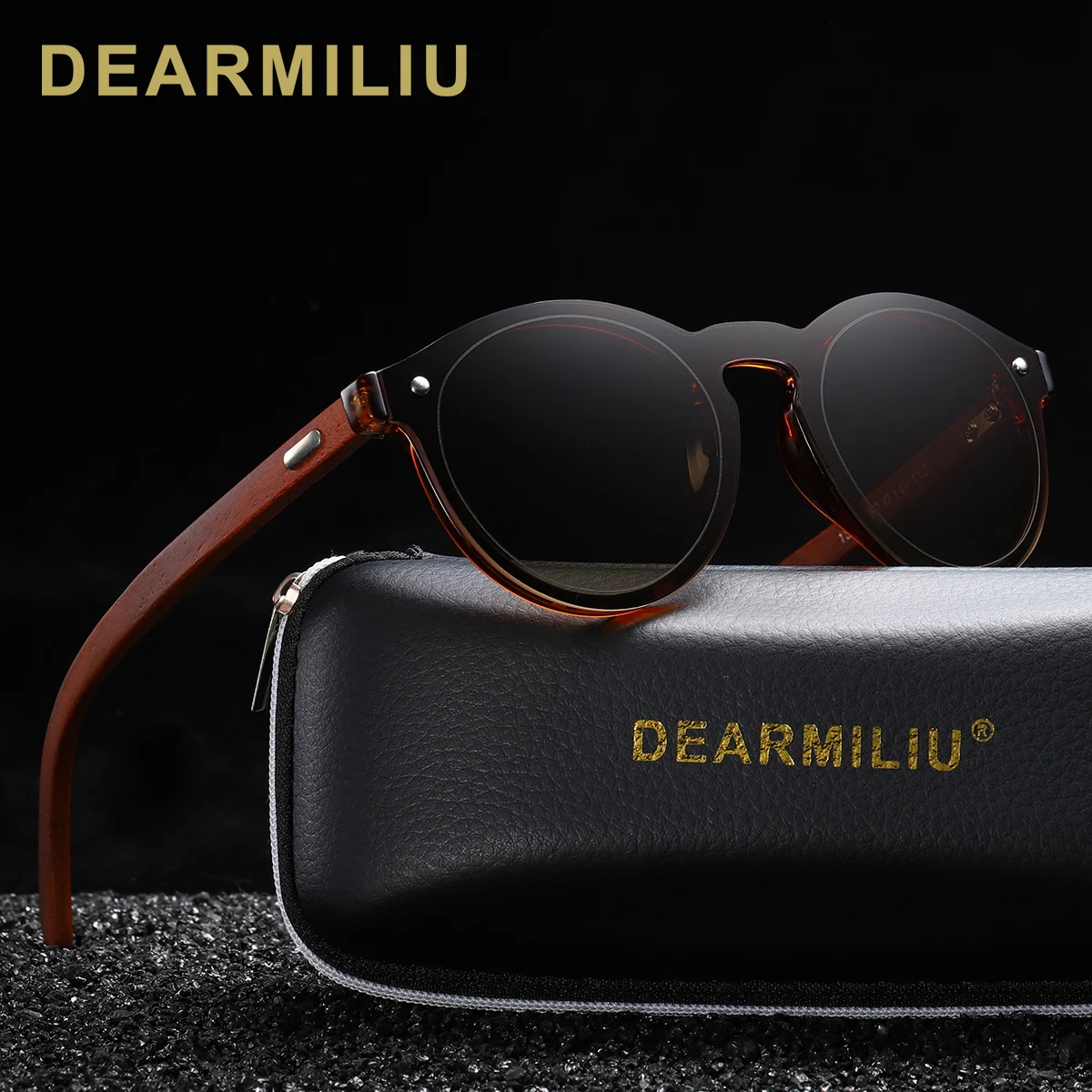 DEARMILIU дизайн натуральные деревянные солнцезащитные очки ручной работы мужские Солнцезащитные очки женские брендовые дизайнерские Оригинальные круглые очки из розового дерева