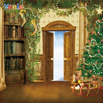 

Yeele Christmas Photography Backdrop Old Vintage Bookshelf Tree Dreamy Photo Background For Photo Studio Photocall Photophone