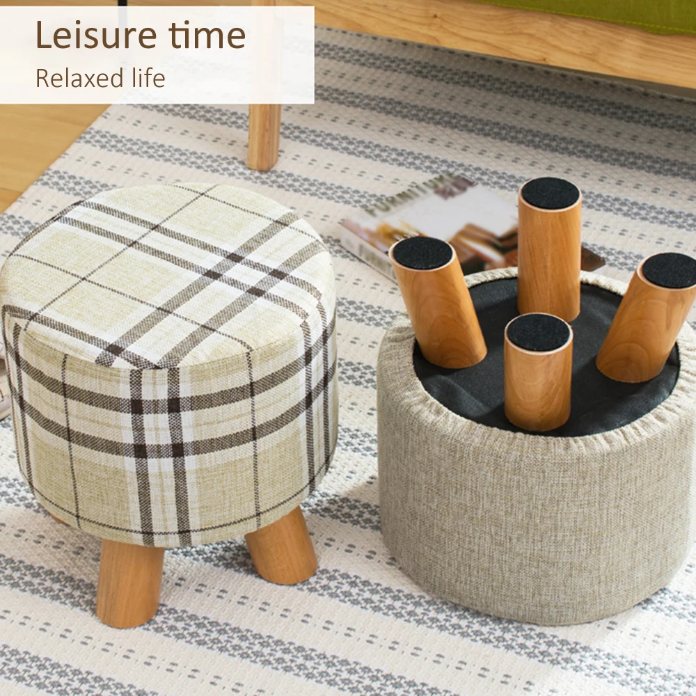 

Fabric Stool Round Stool Wooden Chair Square Stool Sponge Footstool furniture Sofa Chair Art Small Seat with Removable Cover