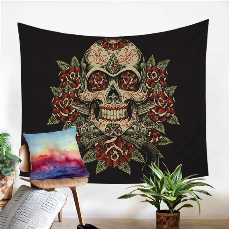 Skull 11 Постельные принадлежности Outlet сахарный череп и цветочный гобелен с цветочным принтом из микрофибры настенный Декор для дома постельное белье Простыня художественный ковер - Цвет: Skull 11