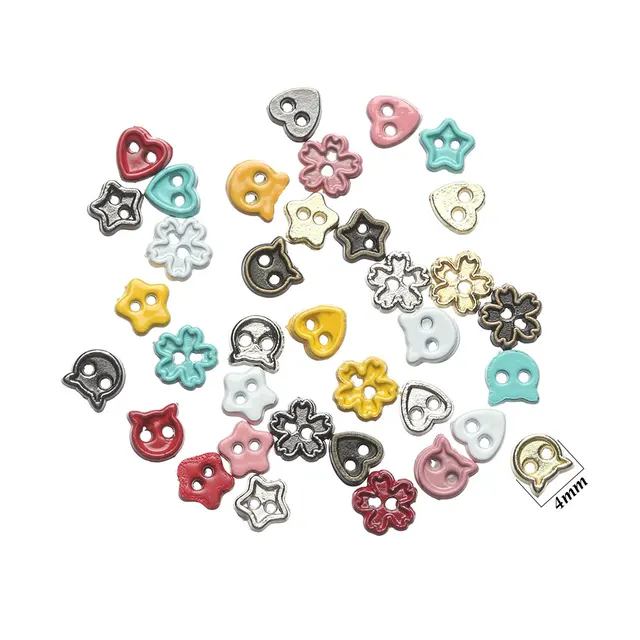 20Pcs 4mm Mini Metal Buttons Flower/Star/Cat Handmade Doll Clothes Craft Buckles for DIY Doll Clothing Stuffed Toys Accessories 6