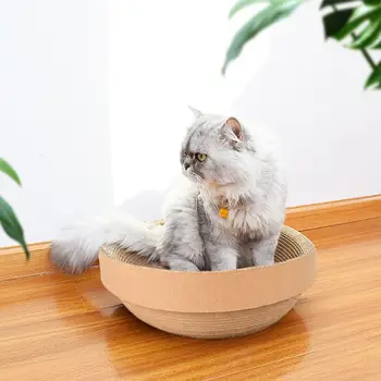 

Round Bowl Shape Cat Corrugated Cardboard Bed Scratching Pads Lounge Bed Scratch