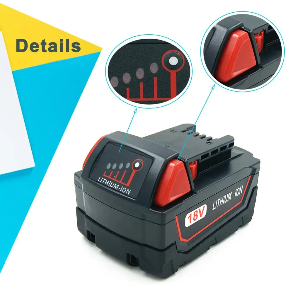 Аккумуляторная батарея 5000 мАч литиевая 18 в сменные батареи для Milwaukee M18 Power Tools 2601