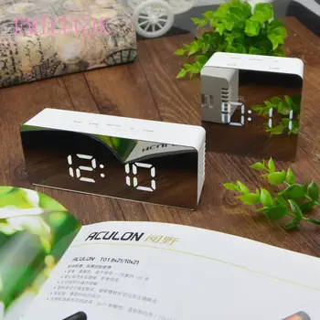 

Square/Rectangle LED Digital Mirror Clocks Temperature Display Home Wall Clock Night Light Wake Up Alarm Clock Desk