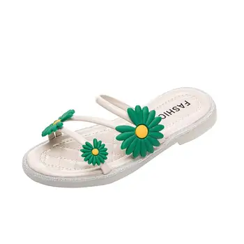

Spring Summer Girls Beach Shoes Cute Bow-knot Sandals Flat House Flip Flop Children Non-slip Candy Color Flat Slippers