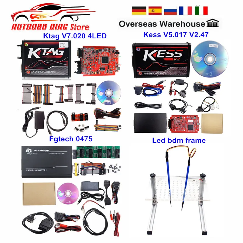 Онлайн V2.53 ЕС красный Kess V5.017 OBD2 менеджер Тюнинг Комплект KTAG V7.020 4 светодиодный Kess V2 5,017 FGTECH 0475 K-TAG V2.25 ECU программист