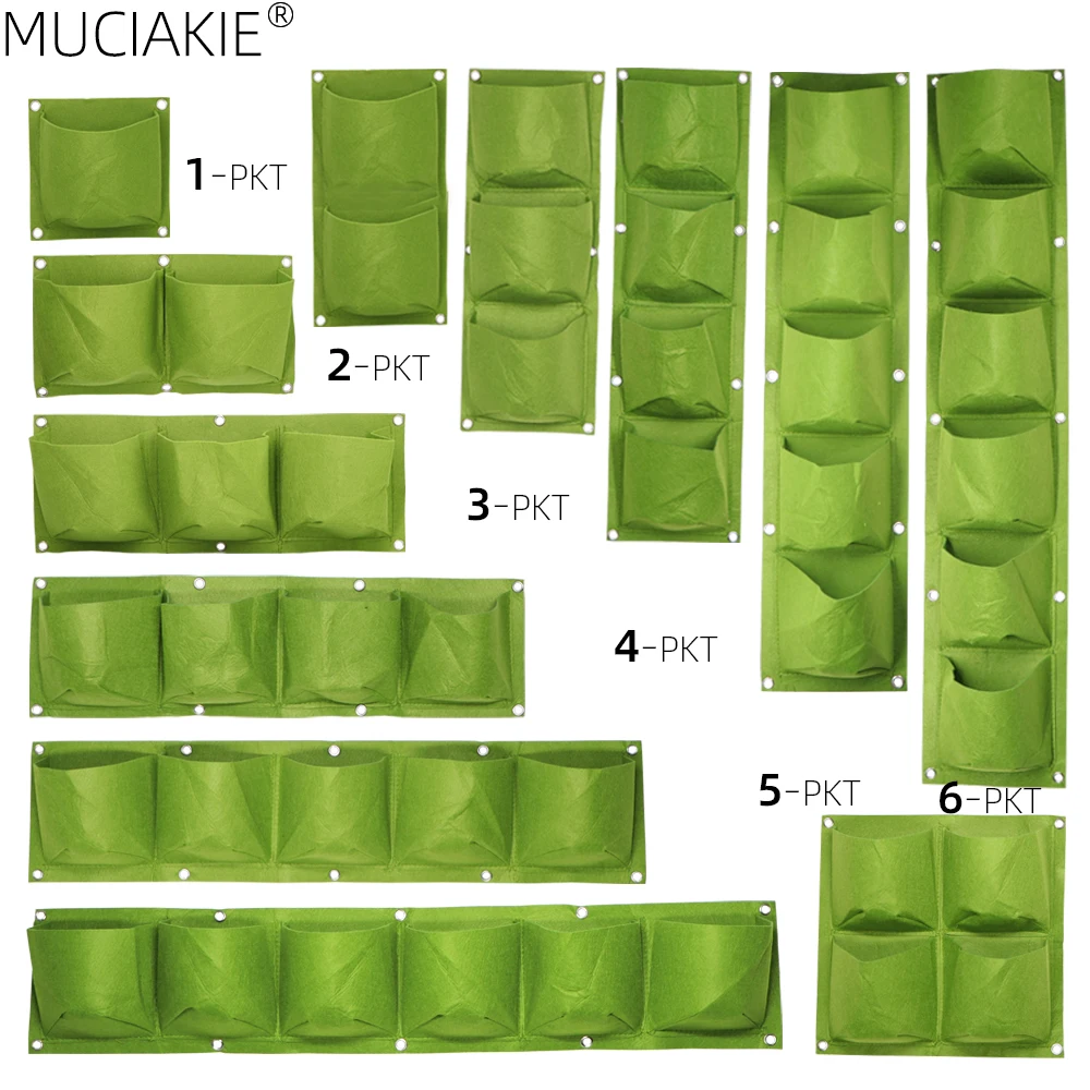 Grow-Bag Pocket Hanging Planting Balcony Vertical-Cross-Wall-Mounted MUCIAKIE Home Green