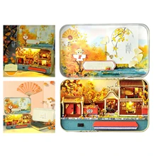 

DIY 3D Wooden Theatre Dollhouse Craft Autumn Cottage House Kits Box Toy