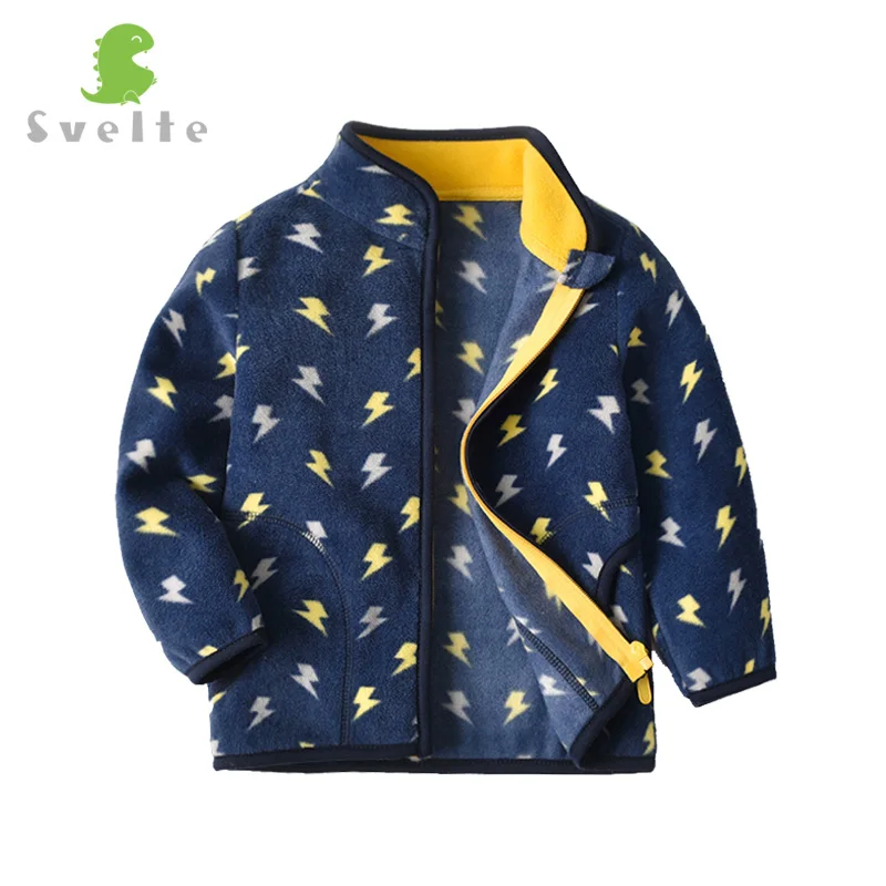 Goede SLANKE Jongens Polar Fleece Gedrukt Jacket Coat Leuke Zachte Bovenkleding Vest Kleding Sweatshirt voor Kinderen Kid Lente Herfst