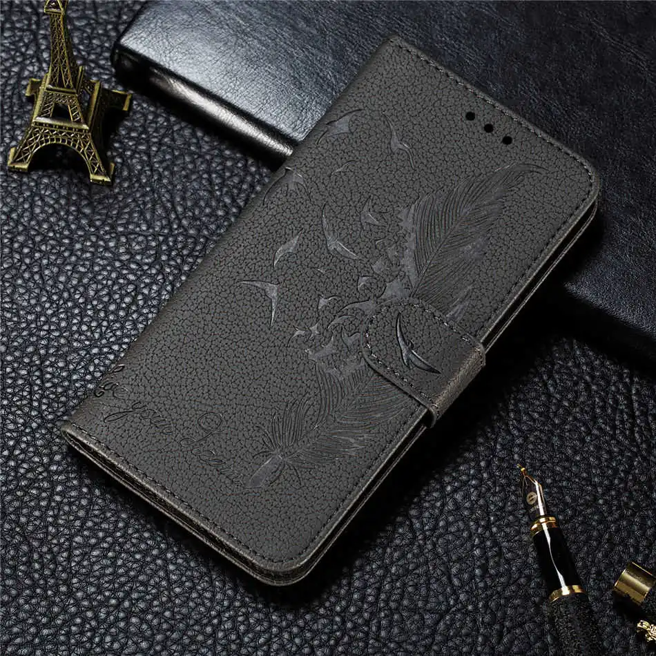 Gray Чехол P30 Pro Cute Litchi для сумки huawei Y5 Y6 Pro Y9 Prime P20 Lite чехол с перьями для Honor 8S 8A 9X 10i 20 P Smart Z Plus E13G - Цвет: Gray