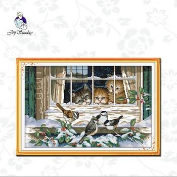 

Joy Sunday,birds,cross stitch embroidery kit,11CT or14CT Animal pattern cross stitch kit,Needlework counted cross-stitch pattern