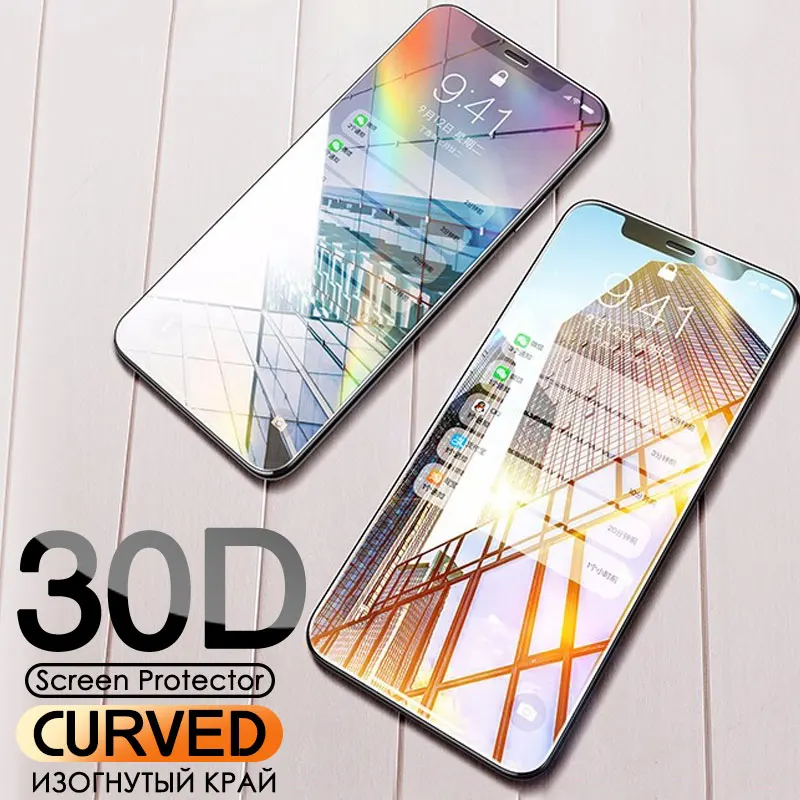 

30D Curved edge Protective Glass On The For iPhone X XR XS Max Tempered Glass Full Cover For XR XS Max X Screen Protector Film