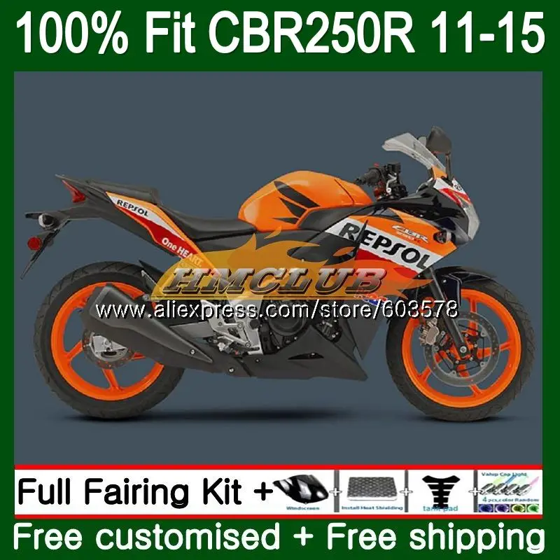 Литья под давлением для HONDA CBR250R MC41 2011 2012 2013 хорошее оранжевого 91CL. 64 CBR250 R CBR 250R CBR 250 R, возрастом 11, 12, 13, 14, 15, обтекатель