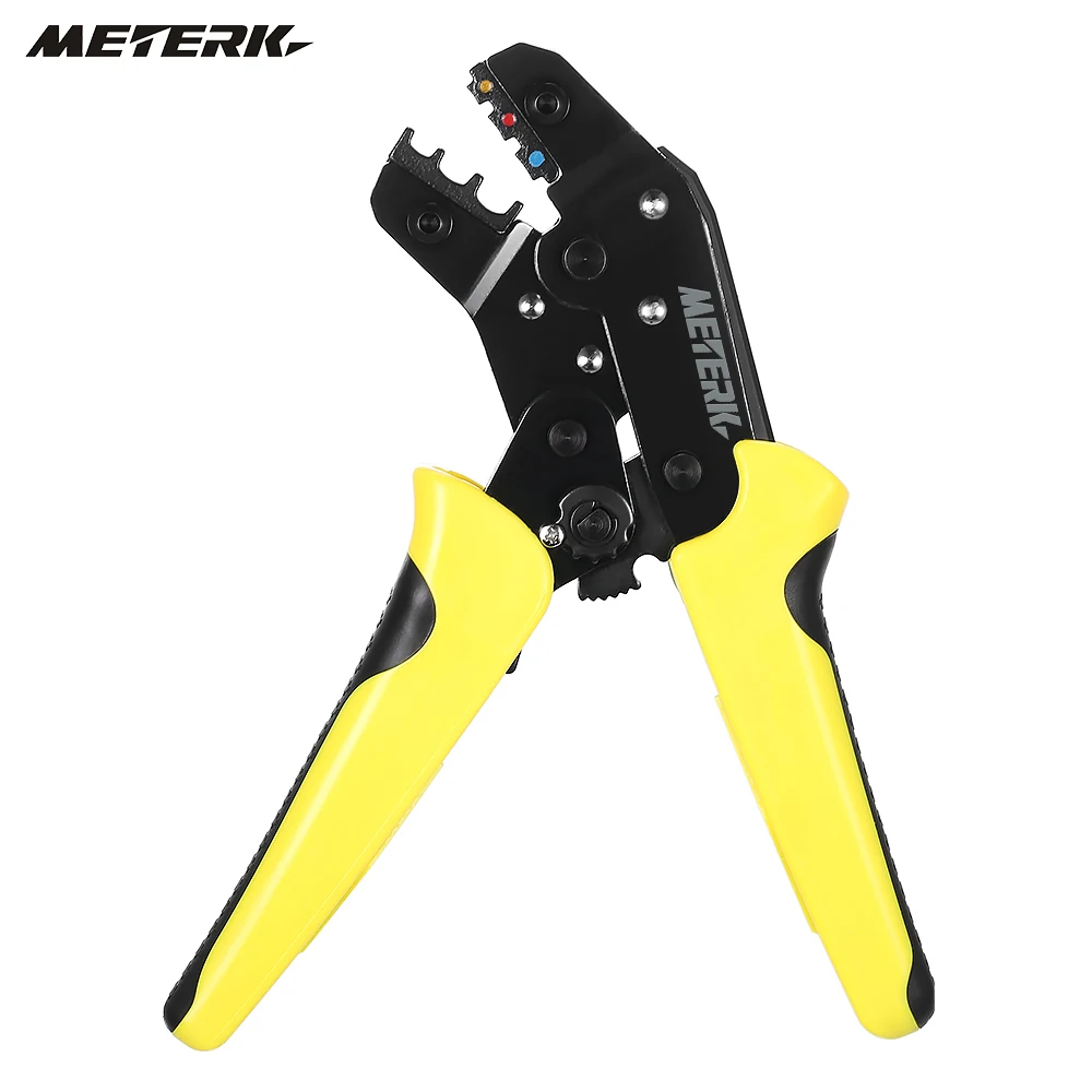 

Meterk Professional Wire Crimper Engineering Ratchet Terminal Crimping Pliers JX-02C 0.25-2.5mm2 Insulated Terminals Or Color