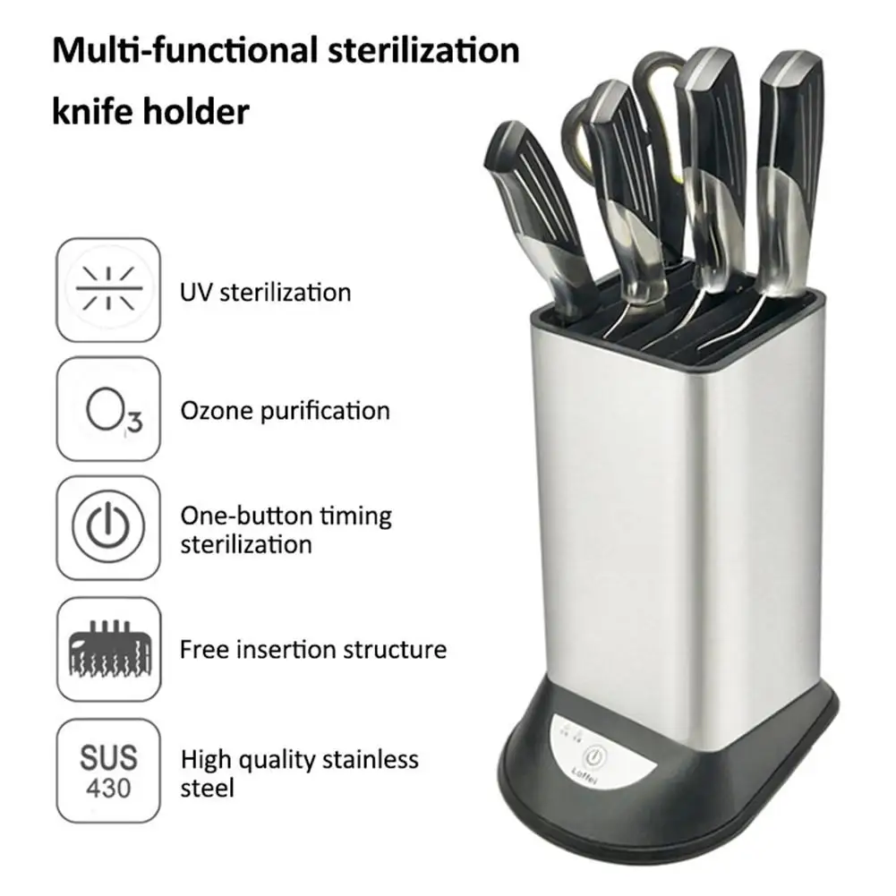 

Stainless Steel Cutter Holder USB Charging Disinfection Cutter Holder Cutter Organizer For Kitchen Small Size And Large Capacity