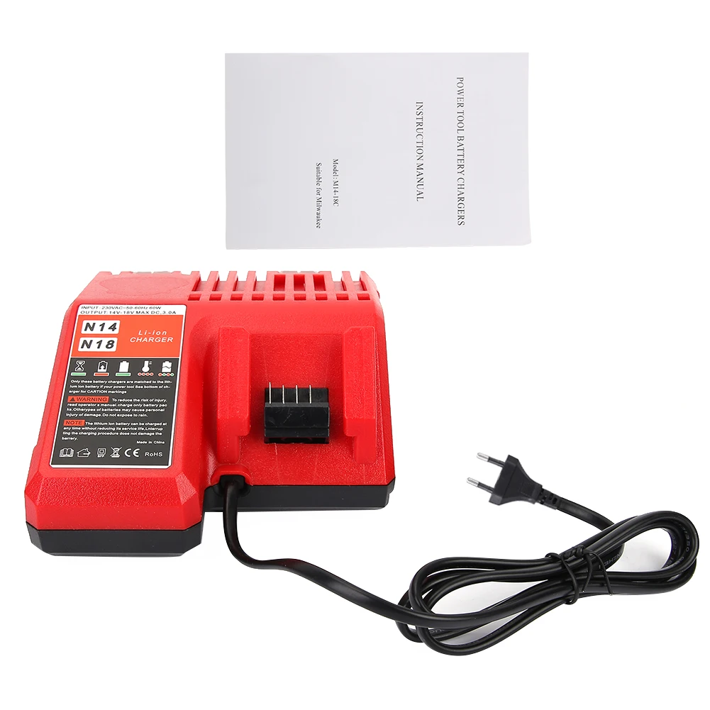 

18V Lithium Battery Charger Replacement for Milwaukee Li-ion Battery M12 M18 EU Plug 220V