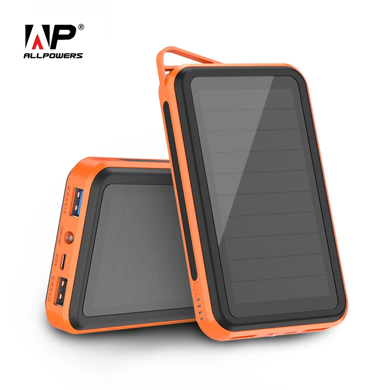 

ALLPOWERS 15000mAh Solar Power Bank Portable Power Charger External Battery for iPhone 11 Samsung Xiaomi etc.