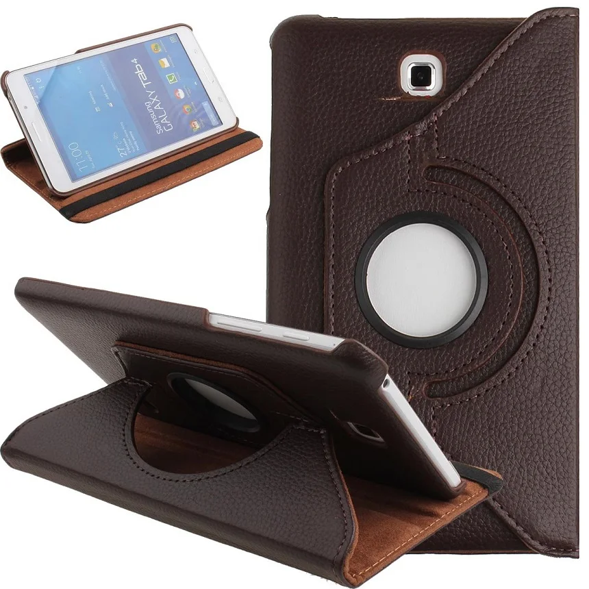 Brown Чехол для samsung Galaxy Tab 4, 7,0, SM-T230, T231, T235, чехол с поворотом на 360, умный чехол из ПУ для samsung T230, T231, чехол, 360, подставка - Цвет: Brown