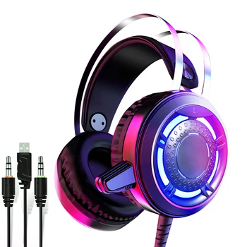

Professional Wired Gaming Headset Surround Stereo LED Over Ear Headphone With Omnidirectional Mic for PC Desktop Gamer Earphone