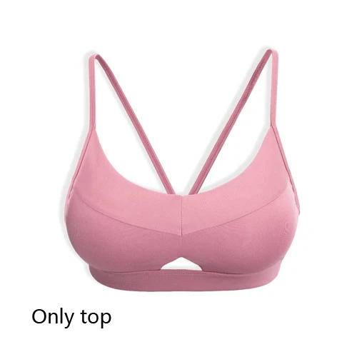 Pink top 2 шт. Для женщин костюм для занятия йогой спортивную одежду с высокой талией спортивные Леггинсы для йоги для бега, спортивные брюки Спортивный пуш-ап спортивный бюстгальтер Фитнес набор - Цвет: Pink top