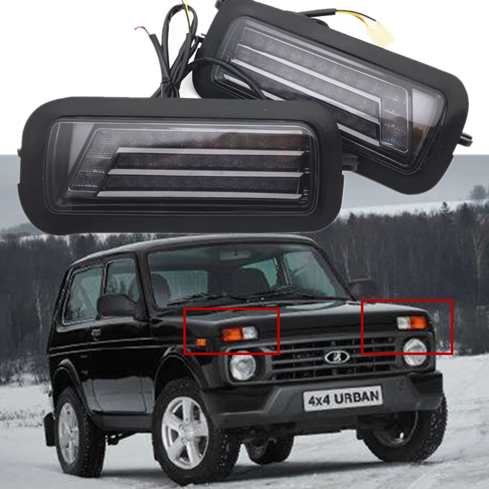 

For Lada Niva 4X4 URBANLED DRL Turning Lights White Daytime Running Amber Turn Signal Lights Car Accessories 1995+