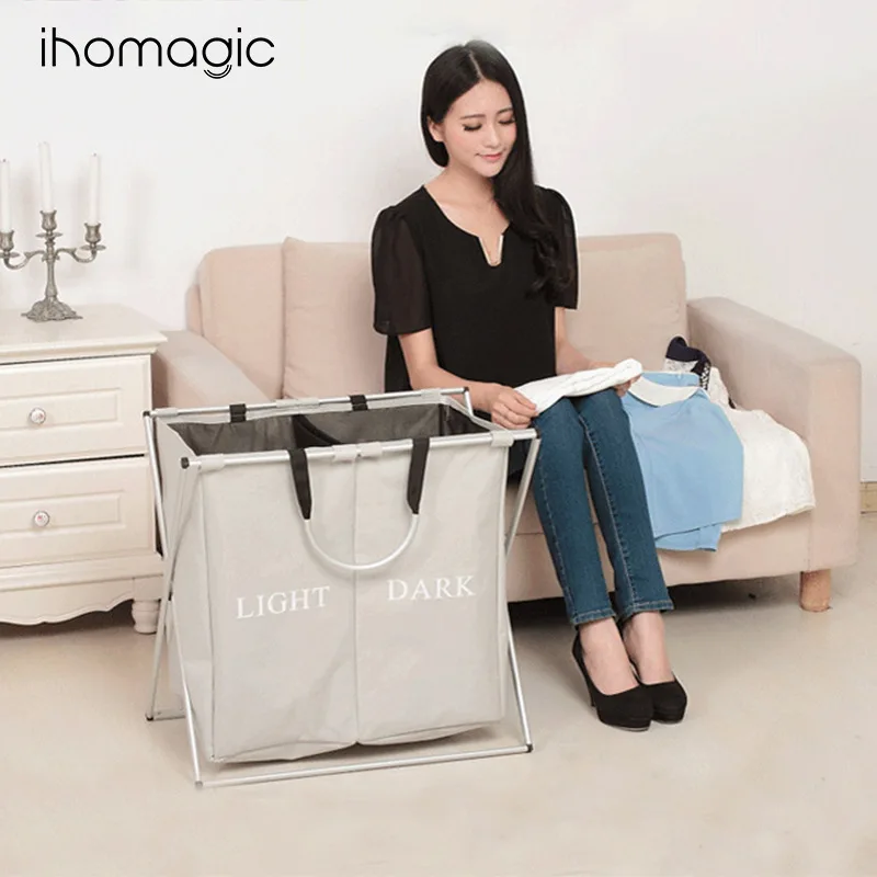 Oxford cloth iron frame dirty clothes with wheels Lou creative creative household goods storage box clothing folding debris stor