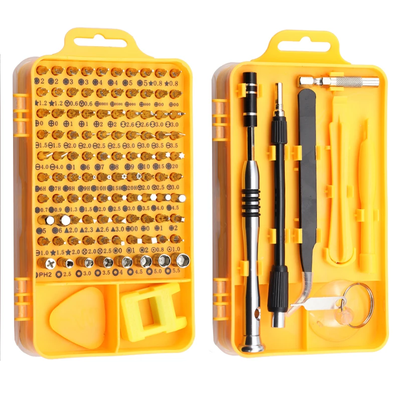Yellow 110 in 1 Yalku,, ежедневное использование, мини Прецизионная отвертка, набор прецизионных магнитных отверток, Набор насадок, набор ручных инструментов, многофункциональный - Цвет: Yellow 110 in 1