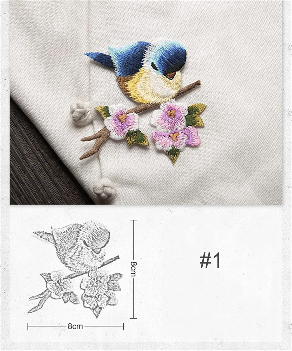 Hohe Qualität Nette Stickerei Vogel Patch Kid Kleidung der Patches Rucksack Dekoration Stoff Applique Kleine Eisen Auf Patches – Detail 5
