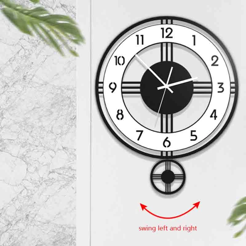 Swingable Silent Large Wall Clock Modern Design Battery Operated Quartz Hanging Clocks Home Decor Kitchen