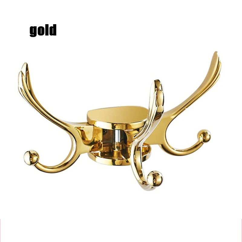 Vintage Flexible Swivel Hook Wall Mounted Towel Robe Clothes Hat Coat Hooks for Bathroom Kitchen DNJ998 - Color: Gold