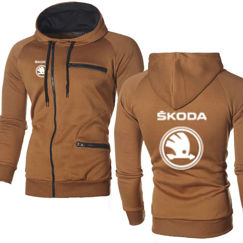 Мужские толстовки для автомобиля Skoda с логотипом, Повседневная Хип-Хоп Толстовка Harajuku, флисовые теплые толстовки с капюшоном, мужская куртка на молнии - Цвет: 804