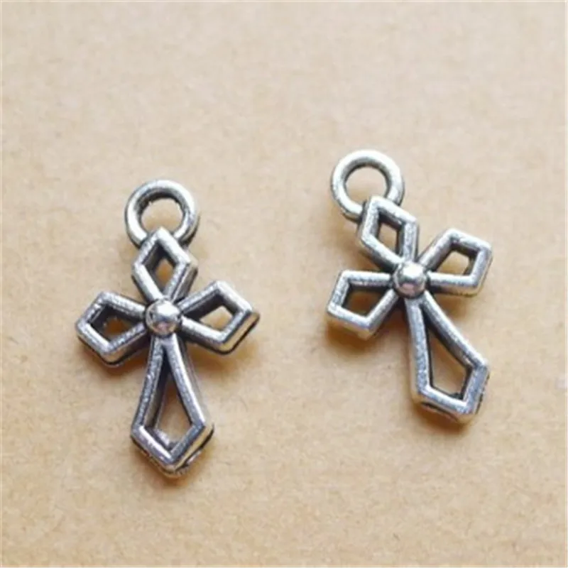 

300Pcs/lot Hollow Cross Charms 17*10MM Metal Rhombus Cross Pendant for Jewelry Making