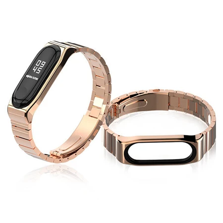 Mi jobs Роскошный Металлический mi Band 4 ремешок для mi Band 4 3 V-type браслет без винтов из нержавеющей стали для Xiao mi Band 4 mi band 4 Замена - Цвет: Rose Gold
