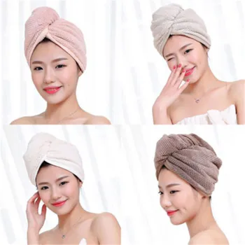 

2020 New Hot Fashion 3 Colors Magic Hair Drying Towel Hat Microfibre Quick Dry Turban For Bath Shower Pool Machine Washable Cap