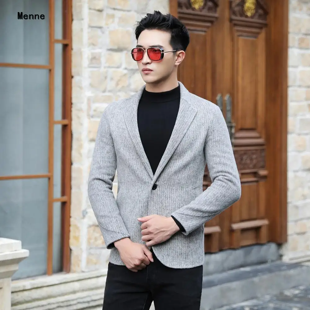 Menne winter jacket men handmade double-sided cashmere coat men casual short style suit woolen coat British trench coat