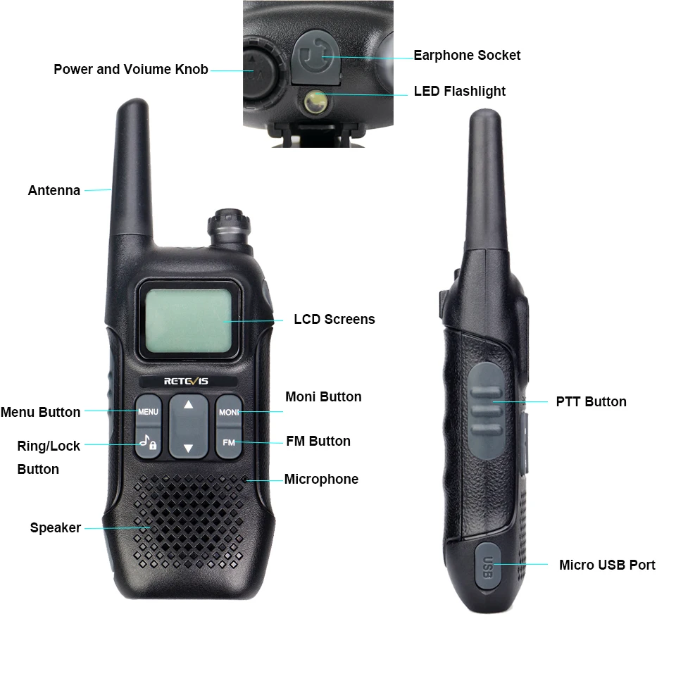 Walkie Talkie 2 шт. Retevis RT16 PMR446 Uhf двухстороннее радио VOX NOAA погодное оповещение usb зарядка двухстороннее радио PMR Talkie Walkie