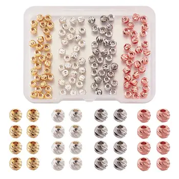 

120pcs/Box 4 colors Brass Fancy Cut Rondelle Spacer Beads 3.5mm for jewelry making DIY Bracelet Necklace Decor Accessories